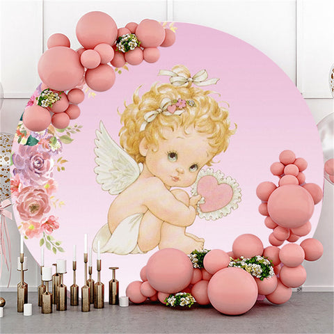 Toile de fond de douche de bébé cercle rose fleur petite fille