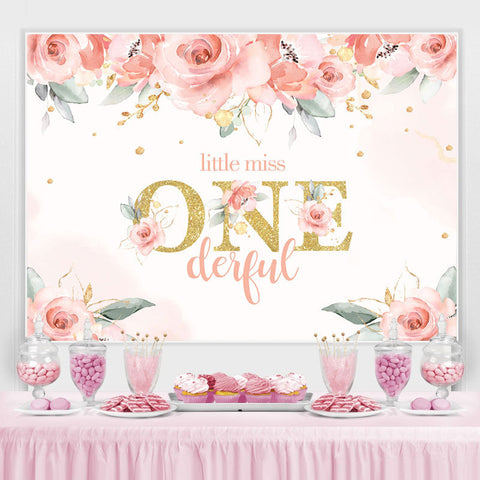 Toile de fond d'anniversaire à thème floral Little Miss One pour filles