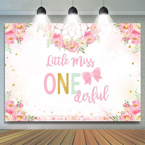 Little Miss Onederful Pink Folral Anniversaire Toile de fond