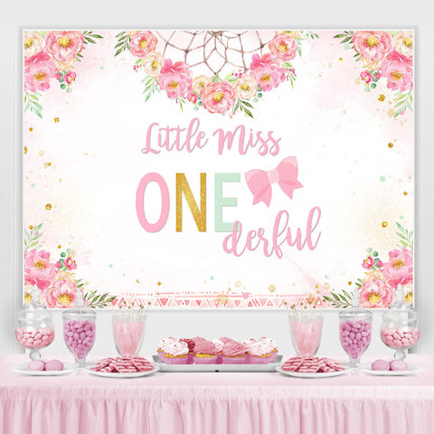 Little Miss Onederful Pink Folral Anniversaire Toile de fond