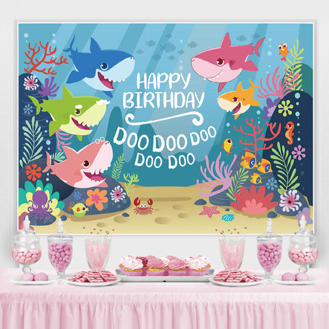 Toile de fond de la famille Little Shark Blue Ocean pour la f¨ºte d'anniversaire