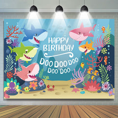 Toile de fond de la famille Little Shark Blue Ocean pour la f¨ºte d'anniversaire