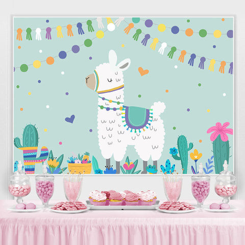 Lama Cactus Happy Birthday Backdrop Party pour les enfants