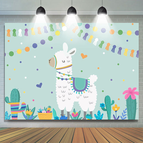 Lama Cactus Happy Birthday Backdrop Party pour les enfants