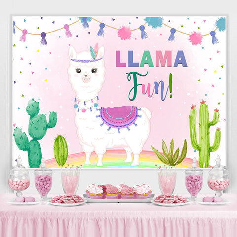 Lama Fun Belle et Rose Plante Joyeux Anniversaire Toile de Fond