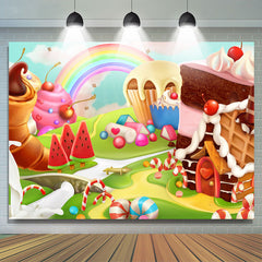 Belle et mignonne toile de fond d'anniversaire Wonderworld Dessert