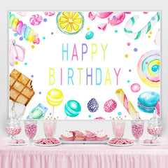 Belle et simple toile de fond de joyeux anniversaire sur le thème des bonbons