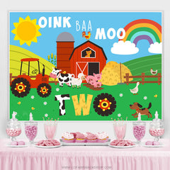 Beau dessin animé ferme Oink Baa Moon deux toile de fond d'anniversaire