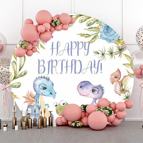 Belle toile de fond de cercle floral Dinosuar pour anniversaire