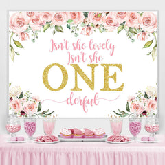 Lovely Her est une toile de fond d'anniversaire de fleur rose Onederful