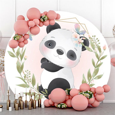 Joli fond rond sur le thème des feuilles de panda et de papillon