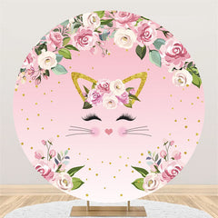 Belles fleurs roses et toile de fond de cercle de chat pour fille