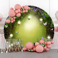 Fond de mariage rond papillon floral forêt magique
