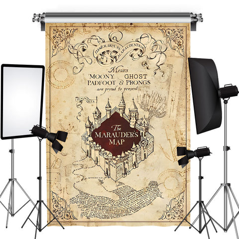 Marauders Map Beige Parchemin Toile de Fond pour la fête