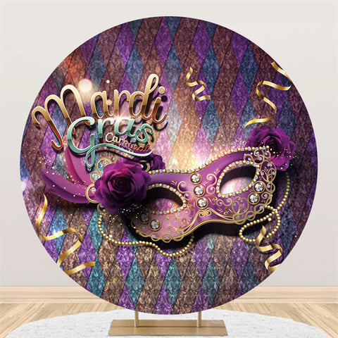 Mardi Gras Carnaval Violet Glitter Masque Cercle Toile De Fond