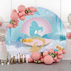 Toile de fond ronde d'anniversaire de coquille de sirène pour la fille