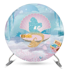 Toile de fond ronde d'anniversaire de coquille de sirène pour la fille