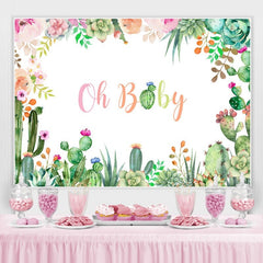 Toile de fond mexicaine de cactus et de fleurs pour baby shower