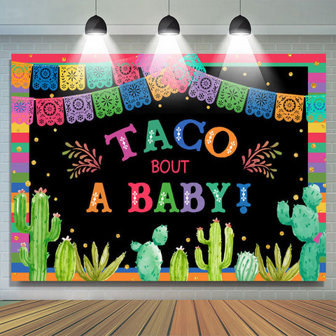 Taco mexicain sur une toile de fond de bébé pour douche de bébé