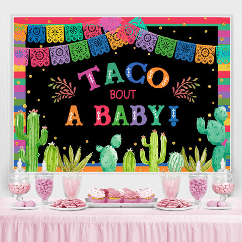 Taco mexicain sur une toile de fond de bébé pour douche de bébé