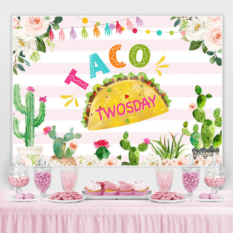 Toile de fond du thème de la fête d'anniversaire mexicaine Taco Twosday