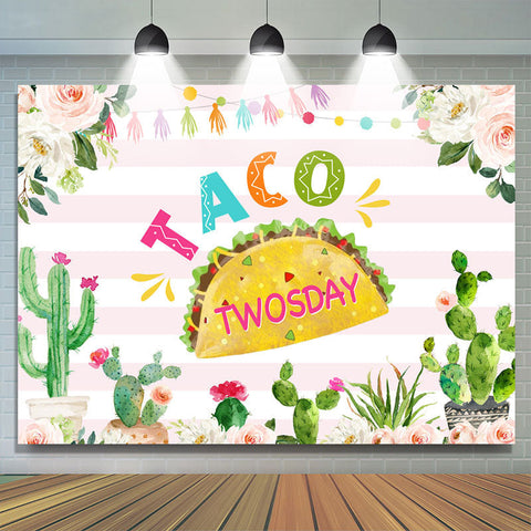 Toile de fond du thème de la fête d'anniversaire mexicaine Taco Twosday