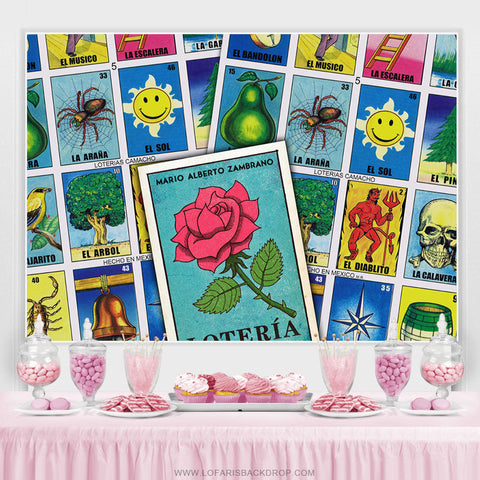 Mexique Loteria Carte Thème Joyeux Anniversaire Toile de Fond