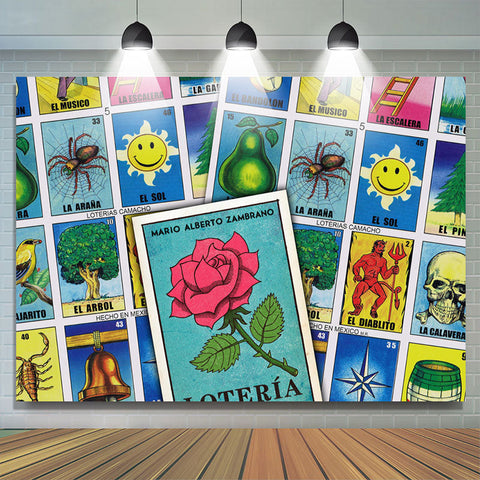 Mexique Loteria Carte Thème Joyeux Anniversaire Toile de Fond