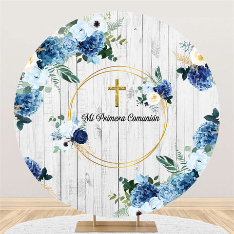 Mi Primera Comunion Floral Girl Baptême Toile de Fond Ronde