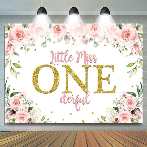 Miss Onederful Aquarelle Floral 1er Anniversaire Toile de Fond