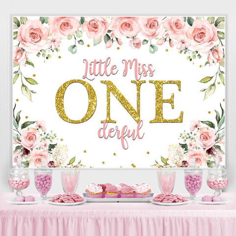 Miss Onederful Aquarelle Floral 1er Anniversaire Toile de Fond