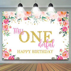 Miss Onederful aquarelle florale 1er toile de fond d'anniversaire