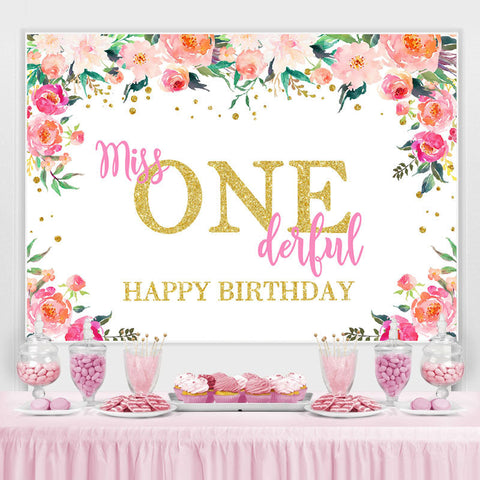 Miss Onederful aquarelle florale 1er toile de fond d'anniversaire