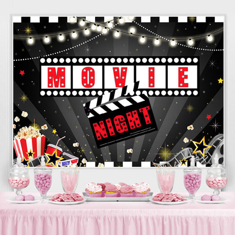 Toile de fond Moive Night Black Red Lights Party pour anniversaire