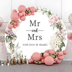M. et Mme Floral fond de mariage rond blanc
