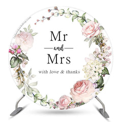M. et Mme Floral fond de mariage rond blanc