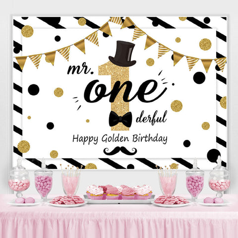 M. Onederful 1er anniversaire Glitter Gold Dots Toile de fond