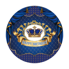 Toile De Fond Joyeux Anniversaire Cercle Couronne Marine Et Or