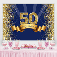 Toile de fond bleu marine et or joyeux 50e anniversaire