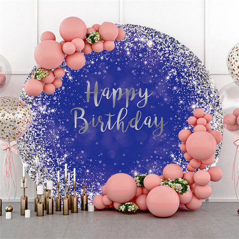 Toile de fond joyeux anniversaire cercle bleu marine et argent
