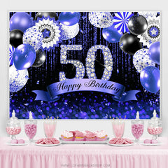 Toile de fond bleu marine Bokeh Glitter Diamonds 50e anniversaire