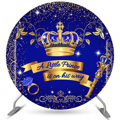 Toile de fond de douche de bébé cercle couronne bleu marine pour garçon