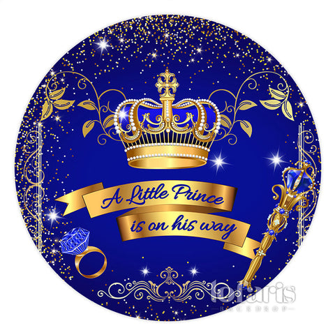 Toile de fond de douche de bébé cercle couronne bleu marine pour garçon