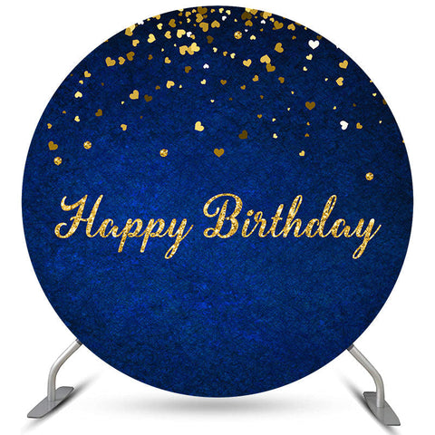 Bleu marine avec toile de fond Golden Dot Circle Happy Birthday