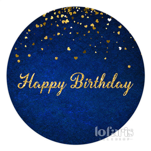 Bleu marine avec toile de fond Golden Dot Circle Happy Birthday