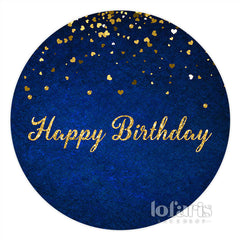 Bleu marine avec toile de fond Golden Dot Circle Happy Birthday