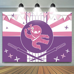 Ninja Pink Glitter Joyeux anniversaire Toile de fond pour les filles