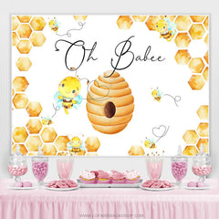 Oh Babee Toile de fond jaune et blanche pour douche de bébé