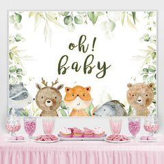 Oh bébé animaux feuilles vertes toile de fond de douche de bébé