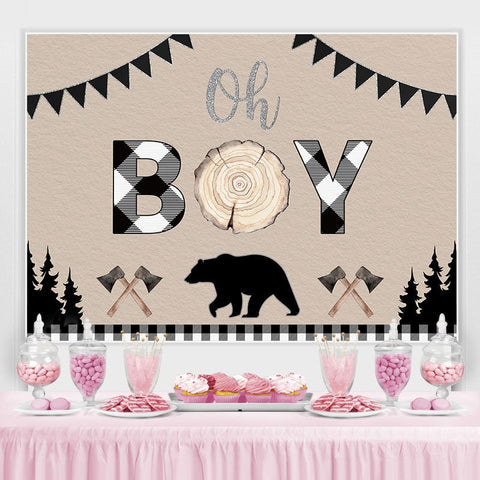 Oh bébé ours forêt toile de fond en bois pour baby shower